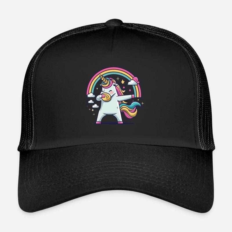 Dabbing Unicorn Einhorn Dab Dabbing Trend Tanz - Trucker Cap - Schwarz/Schwarz