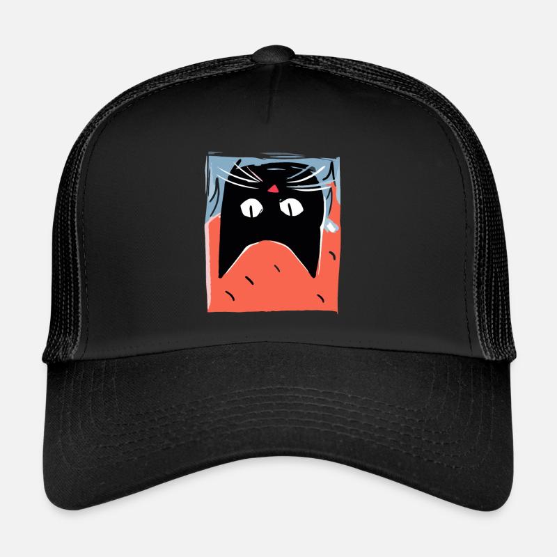 Japan, Red Sun, Confusing Cat - Trucker Cap - black/black