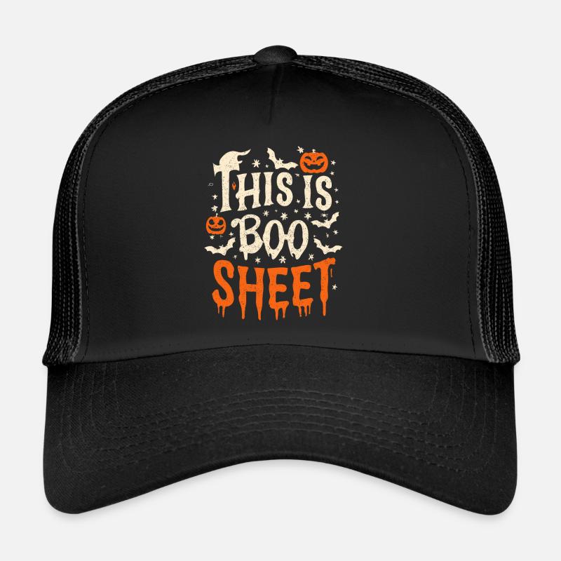 Funny Halloween This is Boo Sheet - Trucker Cap - black/black