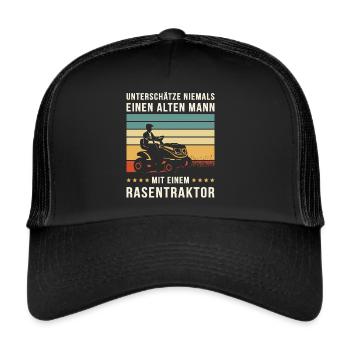 UNTERSCHÄTZE NIEMALS ALTEN MANN MIT RASENTRAKTOR - Trucker Cap - Schwarz/Schwarz - Vorne