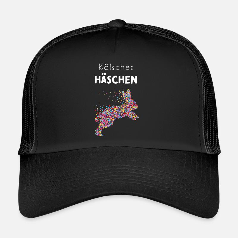 Karneval Fasching Konfetti Häschen Kölsches Mädche - Trucker Cap - Schwarz/Schwarz