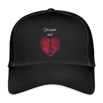 Oboistin mit Herz Oboe Musikerin Notenschlüssel - Trucker Cap - Schwarz/Schwarz - Vorne