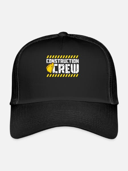 Équipe de construction, chantier, constructeur - Casquette trucker  - noir/noir - Devant