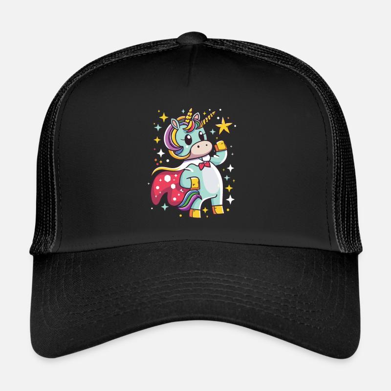 Einhorn Superheld Einhörner Einhorn Baby Unicorn - Trucker Cap - Schwarz/Schwarz