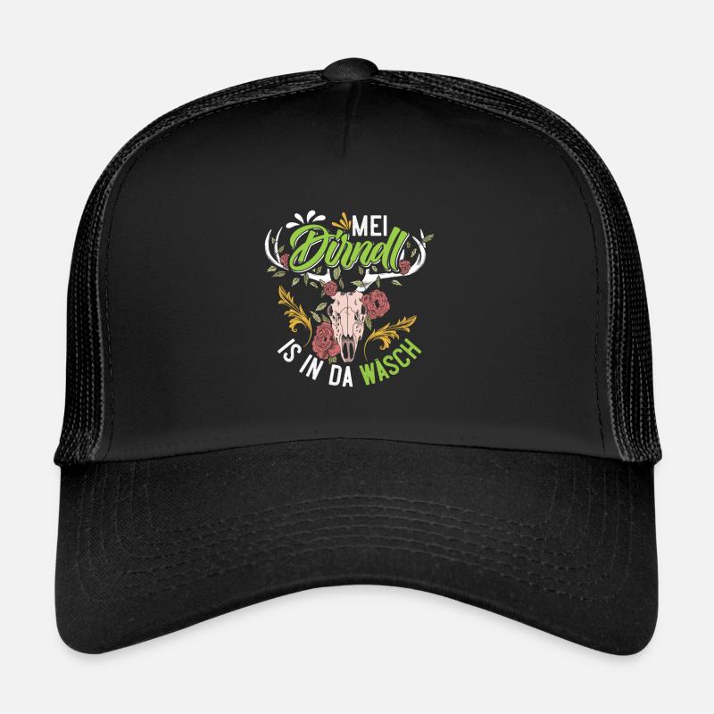 Mein Dirndl is in da Wäsch Bayerisches Dirndl Shir - Trucker Cap - Schwarz/Schwarz
