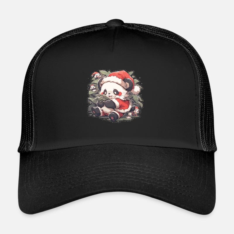 Panda Noël Panda Pandas Panda Noël Casquette trucker 