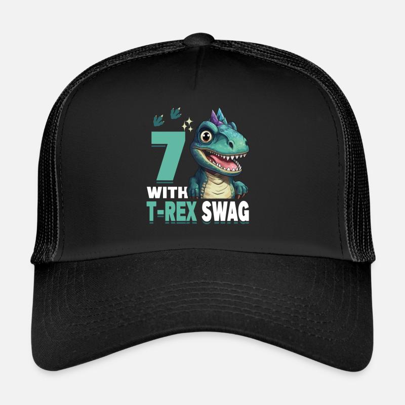 7th Year Roar Celebrate 7 With T-Rex Swag Dinosaur Trucker Cap