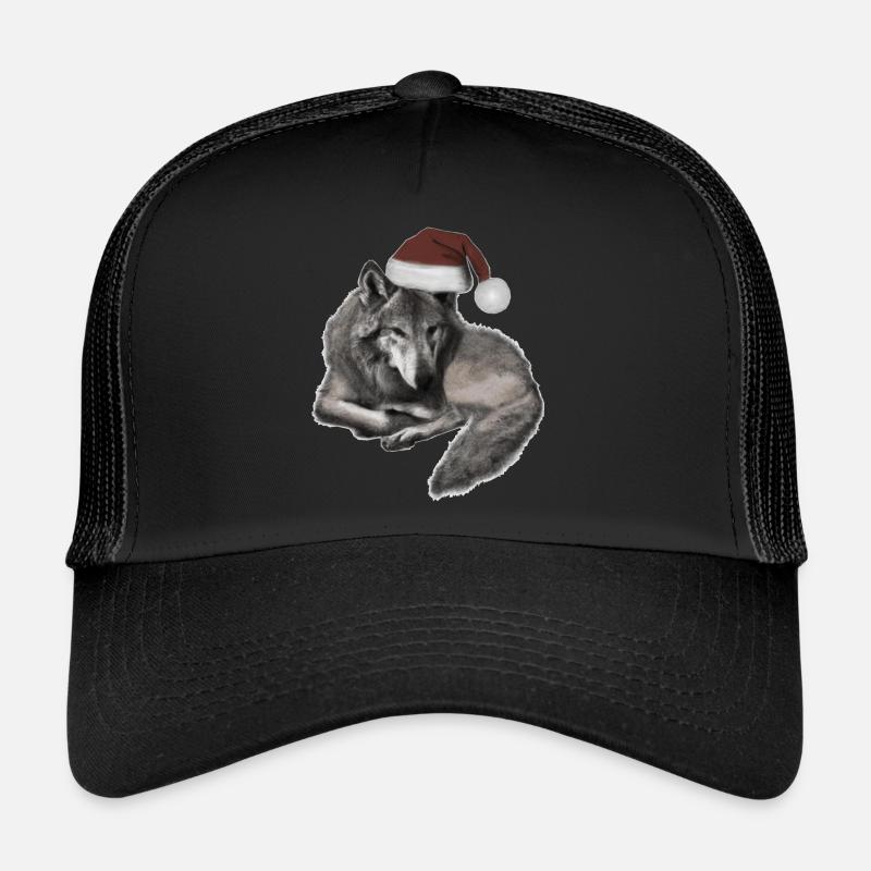 Weihnachtswolf - Trucker Cap - Schwarz/Schwarz