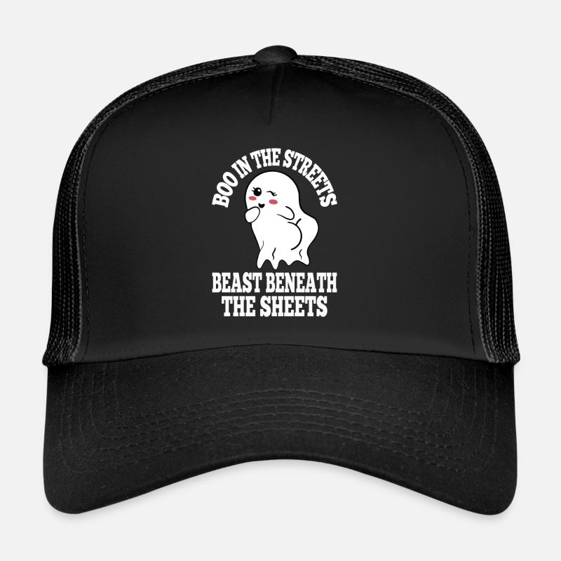 Boo In The Streets Beast Beneath Sheets Playful Trucker Cap