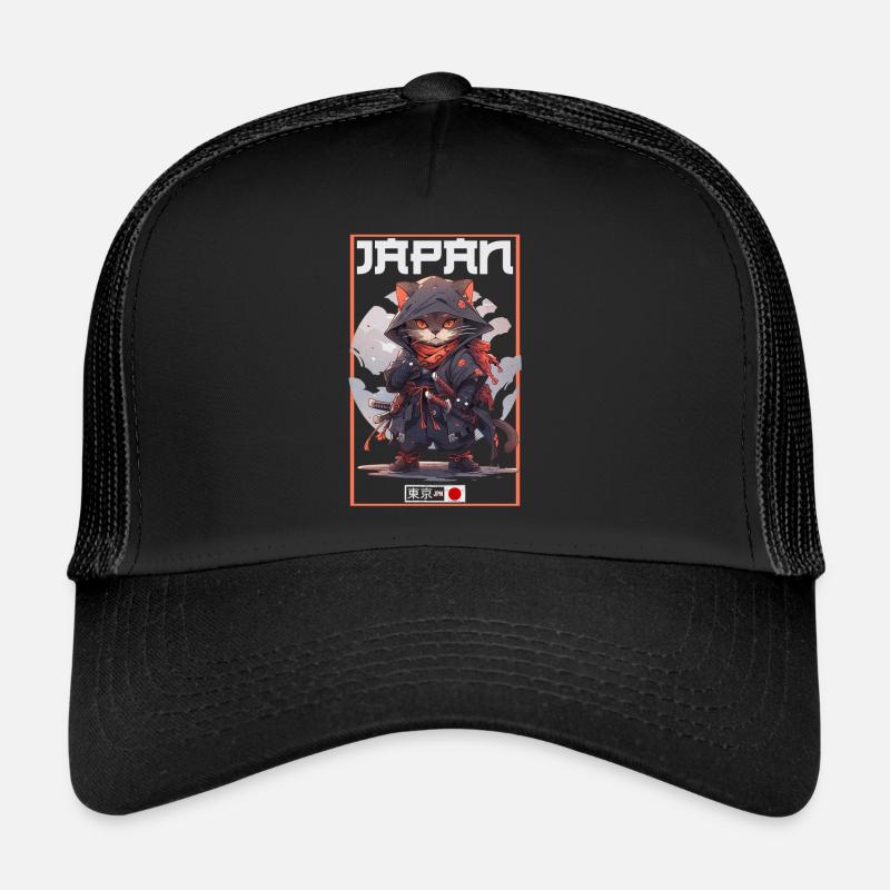 Asia Cat Japanese Samurai Samurai Trucker Cap
