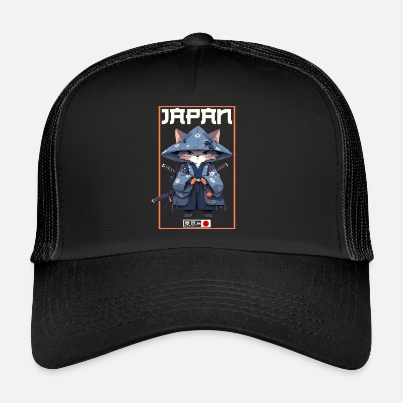 Asien Katze Japanischer Samurais Samurai Trucker Cap
