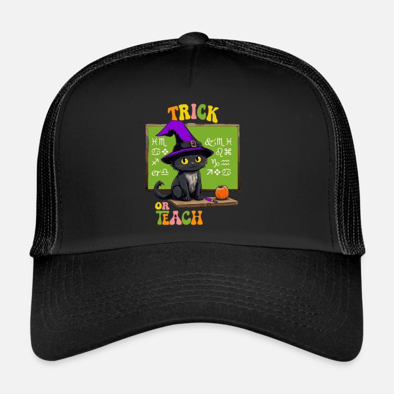 Halloween Cat Teacher School Teaching Student Trucker Cap