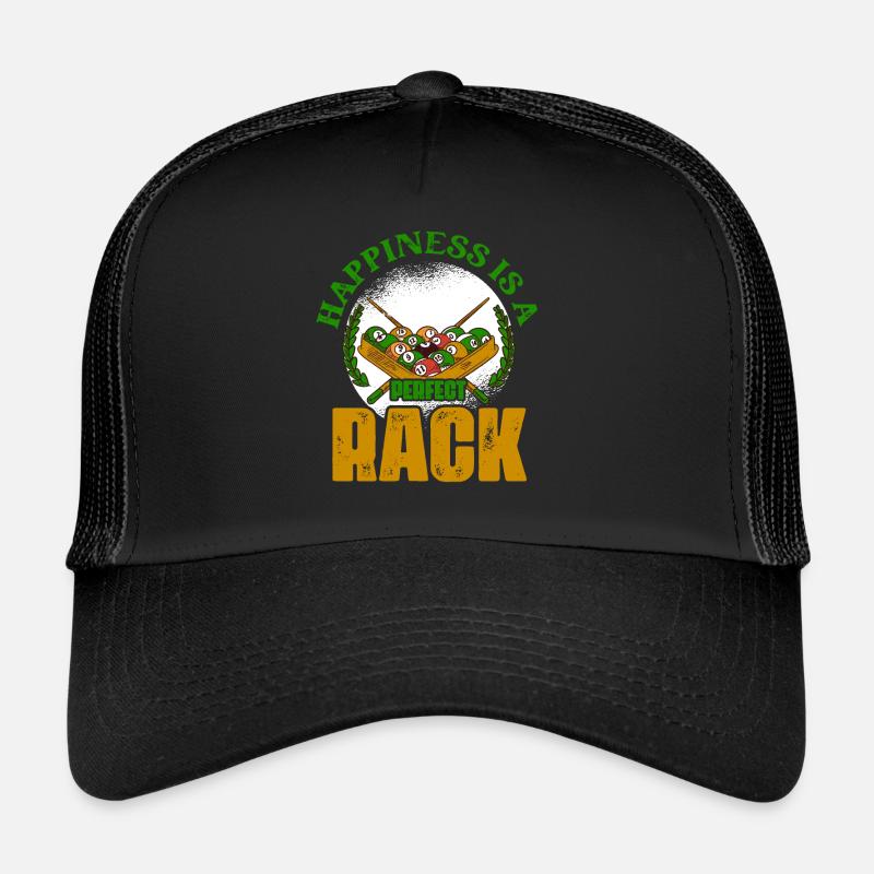 Happiness Is A Perfect Rack Billiard Player Billar Trucker Cap