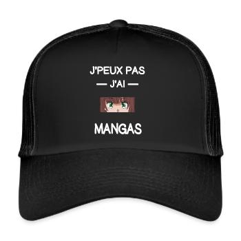 je peux pas j'ai mangas mangaka humour - Casquette trucker  - noir/noir - Devant