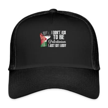 Palästinensischer Stolz Palästinensische Flagge - Trucker Cap - Schwarz/Schwarz - Vorne