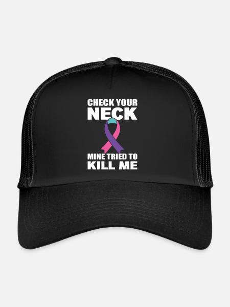 Vérifiez votre cou le mien m’a essayé - Casquette trucker  - noir/noir - Devant