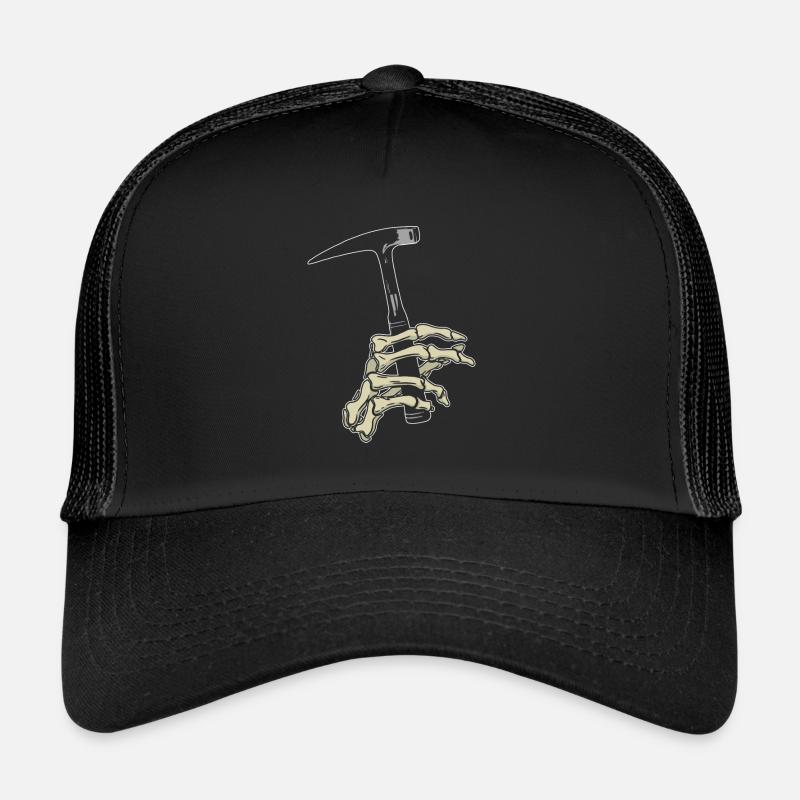 Skeleton Hand Holding Rock Hammer - Rockhounding - Trucker Cap - black/black