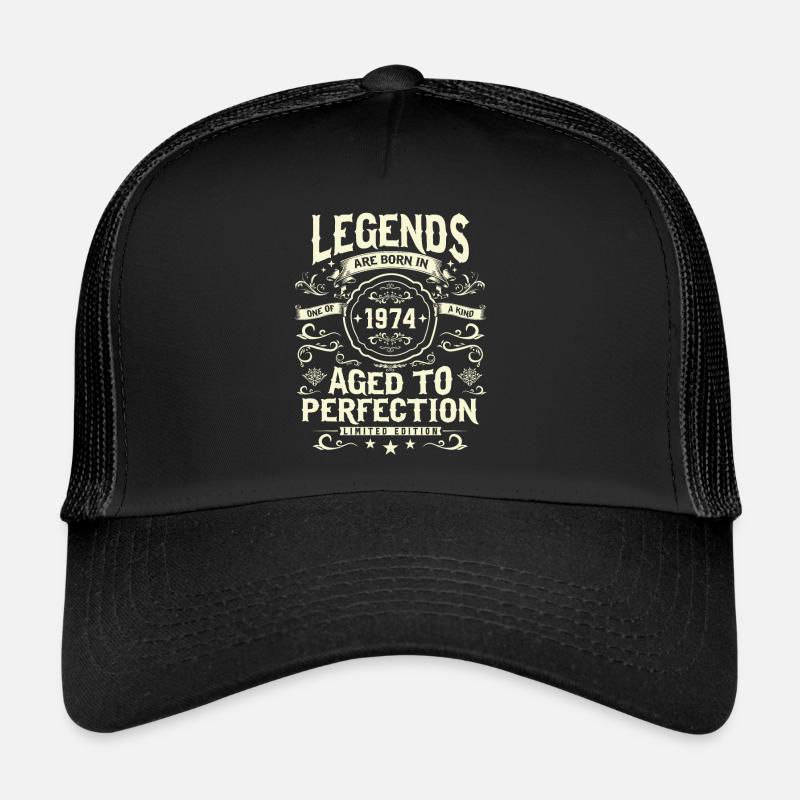 Retro 50. Geburtstagsgeschenk 1974 - Trucker Cap - Schwarz/Schwarz