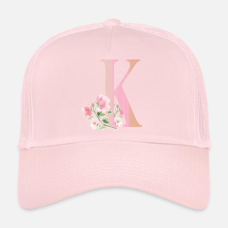Lettre K avec des fleurs Casquette trucker 