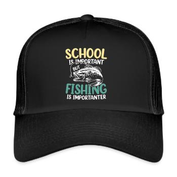 L’école est importante, mais la pêche est plus importante - Casquette trucker  - noir/noir - Devant