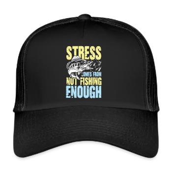 Pêche et pêche contre le stress - Fischer Spruch - Casquette trucker  - noir/noir - Devant