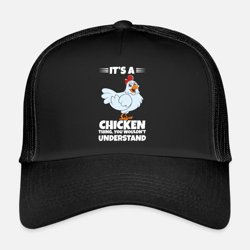 Lustiger Hühner Spruch Huhn - Trucker Cap - Schwarz/Schwarz