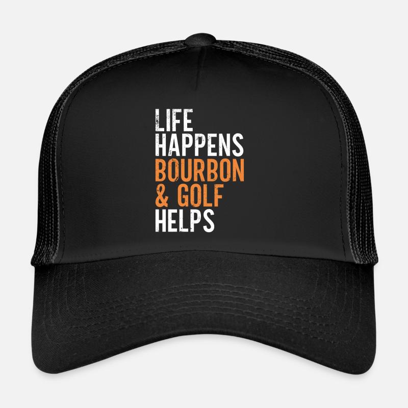 Bourbon & Golf Whikey Golfspieler Golfer Trucker Cap