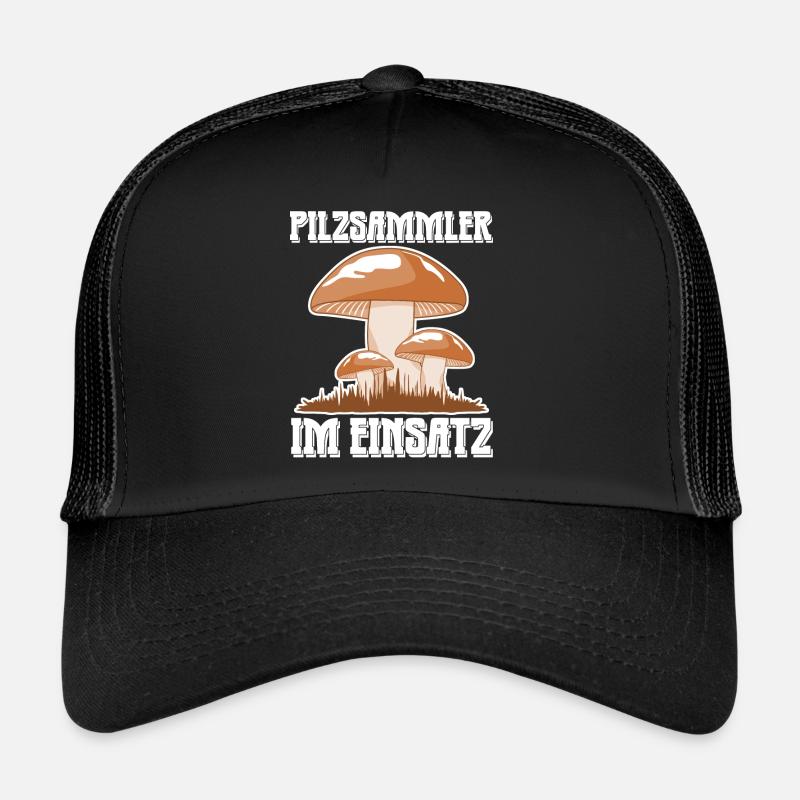 Pilzsammler im Einsatz Pilze Pilz - Trucker Cap - Schwarz/Schwarz
