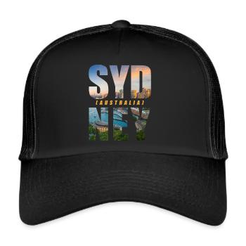 Sydney Australien Souvenir - Trucker Cap - Schwarz/Schwarz - Vorne