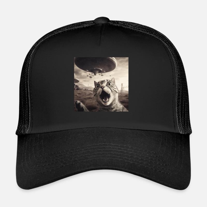 Lustige Ängstliche Katzen -Selfie UFO Alien Trucker Cap