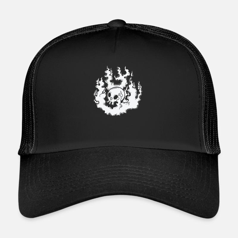 Burning Bone Skull Gothic Styl Trucker Cap