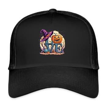 Halloween Love Pumpkin - Style saison effrayante - Casquette trucker  - noir/noir - Devant