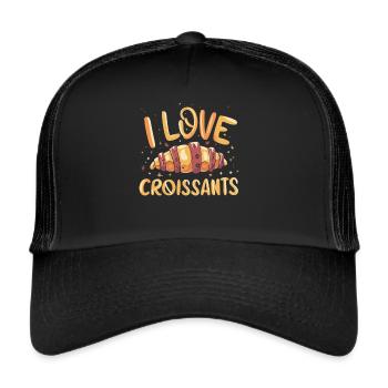 I Love Croissants - Breakfast Lover Design - Casquette trucker  - noir/noir - Devant