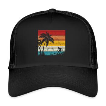 Vintage Surfer Retro Surfing Beach Surf - Trucker Cap - black/black - Front