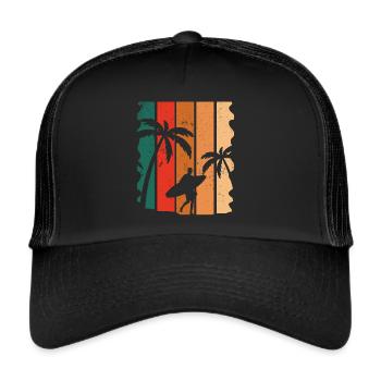 Vintage Surfer Retro Surfing Beach Surf - Trucker Cap - black/black - Front