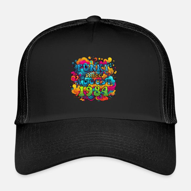 Funky Geburtstag: August 1984 - Psychadelic - Trucker Cap - Schwarz/Schwarz