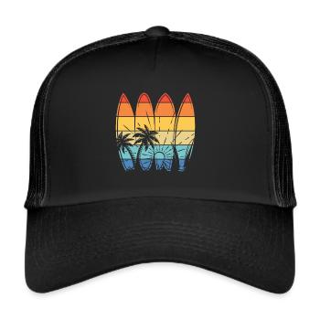 Vintage Surfer Retro Surfing Beach Surf - Trucker Cap - black/black - Front