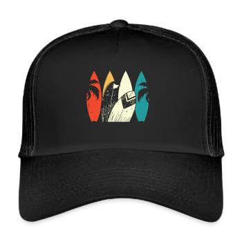 Vintage Surfer Retro Surfing Beach Surf - Trucker Cap - black/black - Front