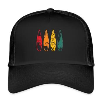 Vintage Surfer Retro Surfing Beach Surf - Trucker Cap - black/black - Front