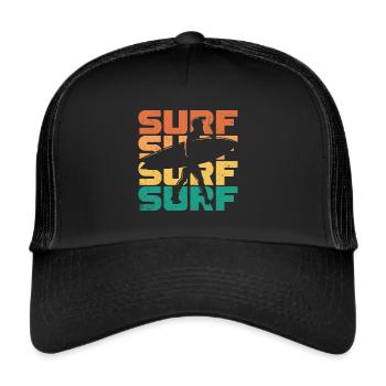 Vintage Surfer Retro Surfing Beach Surf - Trucker Cap - black/black - Front