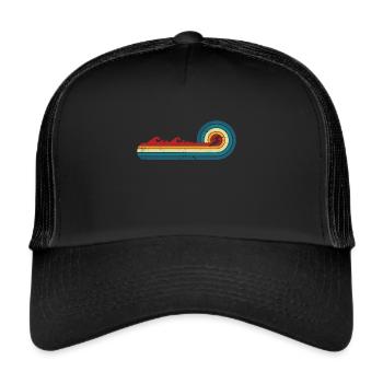 Vintage Surfer Retro Surfing Beach Surf - Trucker Cap - black/black - Front
