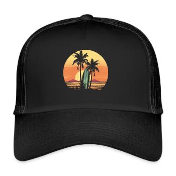 Vintage Surfer Retro Surfing Beach Surf - Trucker Cap - black/black - Front