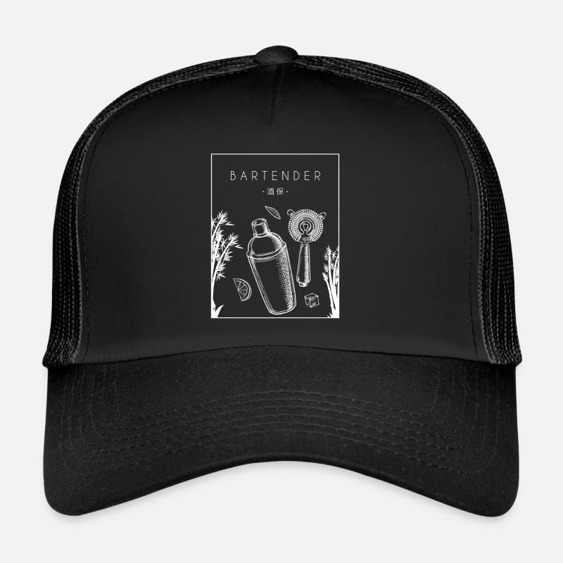 Barman chinois Hanzi Barman Barman Barmaid Barmaid Casquette trucker 