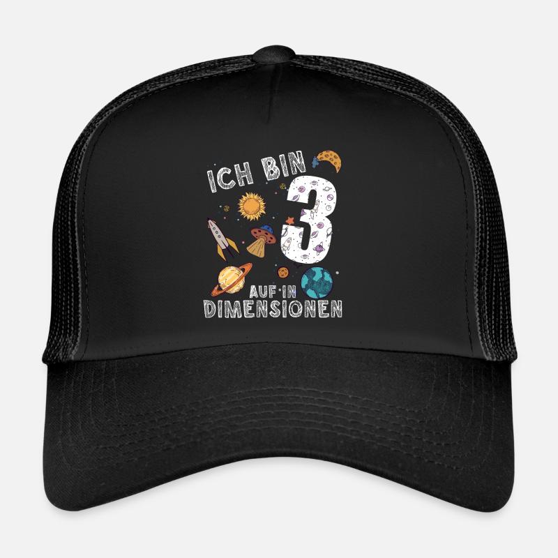 Ich bin 3 Auf in neue Dimensionen 3. Geburtstag Trucker Cap
