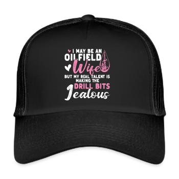 Travailleur pétrolier Rig Roughneck Oilfield Woman - Casquette trucker  - noir/noir - Devant