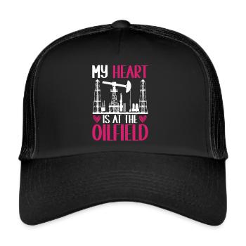 Oilfield Worker Rig Roughneck Oilfield Woman - Trucker Cap - black/black - Front