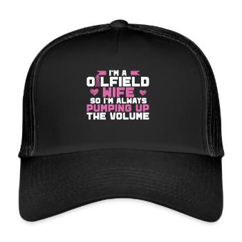 Oilfield Worker Rig Roughneck Oilfield Woman - Trucker Cap - black/black - Front