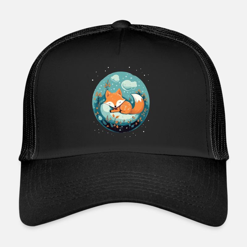 Sleeping Fox Sleepyhead Napping Sleep Fox Lover Trucker Cap
