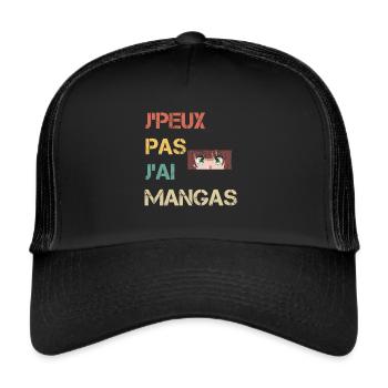 je peux pas j'ai mangas cadeau mangaka - Casquette trucker  - noir/noir - Devant