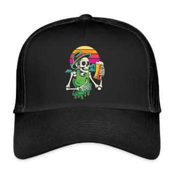 Plaisir de la bière d’Halloween avec squelette, le festival s’éveille - Casquette trucker  - noir/noir - Devant